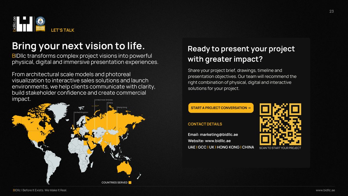 BIDllc Company Profile — page 23: START A PROJECT CONVERSATION → Bring your next vision to life. BIDllc transforms complex project visions into